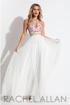 Mexican Wedding Dress, Rachel Allan, Prom Style, Beaded Chiffon, White Chiffon, Chiffon Gown, Chiffon Prom Dress, Pageant Dresses