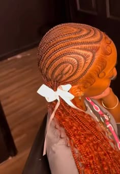 #bowtrend braids Ginger Scalp Braids, Dark Ginger Hair Black Women Braids, Braided Hairstyles For Black Women Ginger, Ginger Alicia Keys Braids, Orange Hairstyles For Black Women, Spiderman Braids, Ginger Straight Back Braids, Ginger Feed In Braids, 2 Braids With Quick Weave