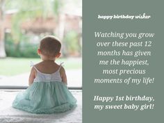 12 months of watching you grow, baby girl - Happy Birthday Wisher Daughter 1st Birthday Quotes From Mom, Baby Growing Up Quotes, Happy 1st Birthday Princess, Baby Birthday Wishes, Baby Birthday Quotes, Niece Birthday Quotes, First Birthday Quotes, 1st Birthday Quotes, Happy 1st Birthday Wishes