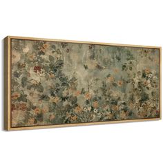 an old painting with flowers on the wall