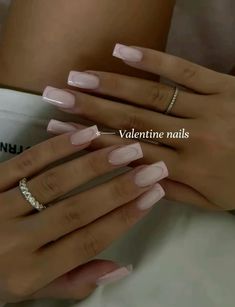 Pink Nails And White, Pink Valentines Day Nails, Stylish Acrylic Nails, Pink Nude Nails, Trendy Acrylic Nails, Nails Coffin Short, Valentines Day Nails, Spring Acrylic Nails, Valentine Nails