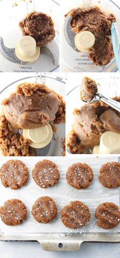 the process for making cookies with peanut butter and chocolate frosting is shown in pictures