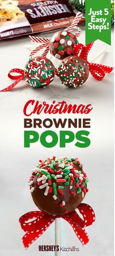 christmas brownie pops with sprinkles on top