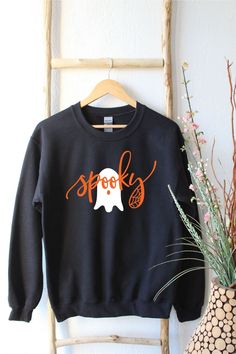 Spooky Sweatshirt  Halloween Sweatshirt  Spooky Season Halloween Sweatshirt  Funny Halloween Shirt  Spooky Vibes Shirt Easy 30 day return policy Spooky Sweatshirt, Coffee Sizes, Spooky Ghost, Sweatshirt Halloween, Spooky Vibes, Halloween Spooky, Halloween Sweatshirt, Halloween Prints, Halloween Girl