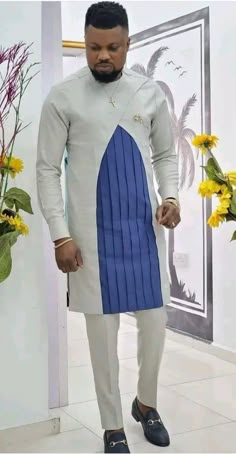 Blue Long Sleeve Traditional Wear For Groom, Fitted Long Sleeve Traditional Wear For Groom, Mens African Wear Designs, Latest Men Senator Designs, Men Senator Styles, Men Senator Designs