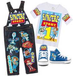 two children's clothing items including shoes and t - shirt