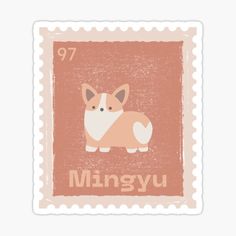 a postage stamp with an image of a small dog on it's front and the word