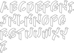 the alphabet is made up of lines and letters that appear to be in different directions