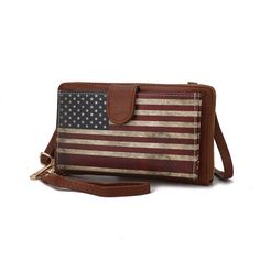 Our Kiara smartphone and wallet crossbody bag is a small wonder. Rendered in a printed patriotic pattern in a high-quality vegan leather, with polished hardware for a luxe finish. The magnetic snap pocket opens to a discreet compartment to safely store your phone. The zip-around design opens to reveal an array of card slots and a zip pouch for coins. Slip it into your favorite tote, carry it by the wristlet strap or wear it hands-free on days when you want to travel light. Crossover Bags, Small Wonder, Crossbody Messenger Bag, Zip Pouch, Leather Care, Backpack Purse, Clutch Wallet, Handbag Accessories, Wallets For Women