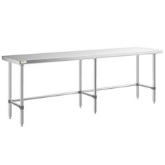 a stainless steel table with two legs on each side