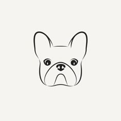 a dog's face is drawn in black and white, with the word bulldog on it