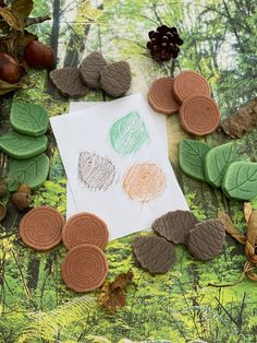 some cookies and leaves are on the ground