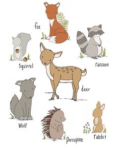 an image of animals that are in different colors and sizes on a white background with the words