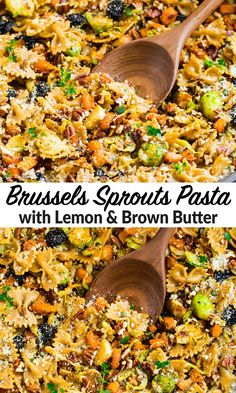 brussels sprouts pasta with lemon and brown butter is an easy, delicious side dish