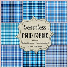 seamless plaid fabric patterns in blue and white with the words seamless on it