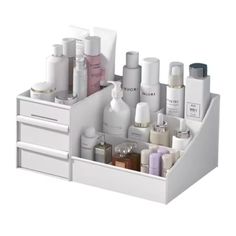 PRICES MAY VARY. ELEGANT DESIGN: Elevate your vanity with chic curves and waterproof construction for enduring beauty. Achieve a clean, aesthetic look with our bathroom counter organizer and storage solution. DEEP, DUSTPROOF DRAWERS: Easily access your cosmetics while keeping them tidy and protected from dust. Keep your skincare essentials organized and readily available with our makeup organizer countertop. PERFECTLY SIZED: 7 compartments and 2 drawers maximize space without cluttering countert Organiser Son Dressing, Penyimpanan Makeup, Clear Makeup Organizer, Make Up Storage, Alat Makeup, Lipstick Brush, Makeup Drawer, Makeup Desk, Úložný Box