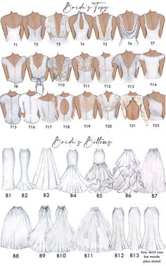 the different types of wedding gowns are shown in this diagram, which shows how to choose