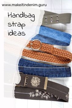 there are five belts with different patterns on them and the words handbag strap ideas