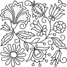 a black and white drawing of flowers