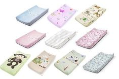 many different types of baby blankets on a white background