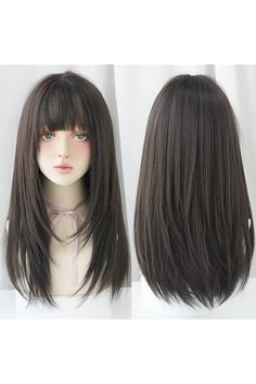 Haircut For Straight Hair With Bangs, Haircut For Straight Hair Round Face, Haircut For Round Face With Bangs, Rounded Face Haircut, Haircut Bang, Long Hair With Bangs Round Face, Brown Hair With Bangs, Round Face Hairstyles Long