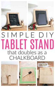 simple diy tablet stand that doubles as a chalkboard for your desk or office