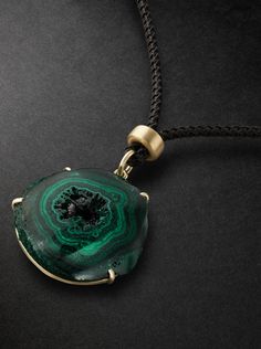 Jacquie Aiche carefully selects gemstones for their unique properties, the designer calls each piece of jewellery a "talisman of energy". This cord necklace is strung with a slice of malachite, a protective stone that's thought to clear negativity, in a gold prong setting. Jacquie Aiche, Necklace For Men, Green Necklace, Cord Necklace, Mr Porter, Chains Jewelry, Men Necklace, Prong Setting, Dream Closet