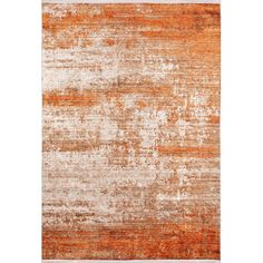 an orange and white rug with faded paint on the floor in front of a white background