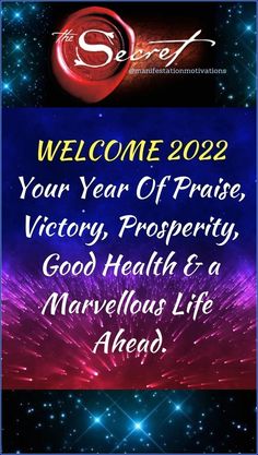 a blue and purple banner with the words welcome to your year of praise victory prosperity good health