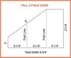 a line graph showing the total width of a tall - fold card, and how to measure it