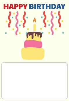 a birthday card with a cake on it