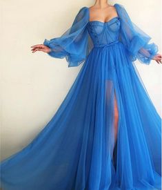 Beautiful Long Sleeve Tulle Blue Party Dress  sold by KoKo Fashion. Shop more products from KoKo Fashion on Storenvy, the home of independent small businesses all over the world. Fashion Animation, Egyptian Dress, Prom Dresses Long Blue, Amazing Costumes, Beauty Pageant Dresses, Carpet Dress, Muslim Evening Dresses, Skirt Tulle, Fancy Things