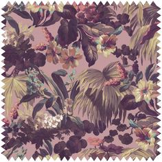 a floral wallpaper with lots of flowers and leaves on it's pink background