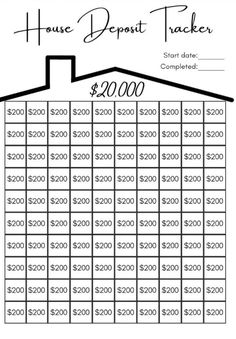 a house deposit tracker is shown in black and white