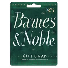 a green gift card with the words bannes and noble on it's front