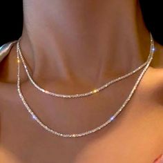 Genuine Italian S925 Sterling Silver 925 Silver Necklace Choker Sexy Jewelry Chic Female Feminie Elegant Timeless Classic Womans Woman Women Womens Female Females Sparkling Sparkle Elegant Clavicle Chain High End Jewelry Fancy Classy Fashion Fine Jewelry Necklace Great Gift Idea Gifts This Listing Is Priced For One Necklace Approximately 18” Brand New Necklaces Elegant Classy, Aesthetic Prom Jewelry, Wedding Makeup With Sparkles, Silver Sparkle Jewelry, Silver Jewelry Homecoming, Bridal Layered Necklace, Silver Homecoming Jewelry, Fancy Silver Necklace, Elegant Jewelry Classy Silver