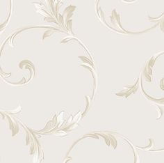 an elegant wallpaper pattern with white flowers and leaves on a light gray background, suitable for