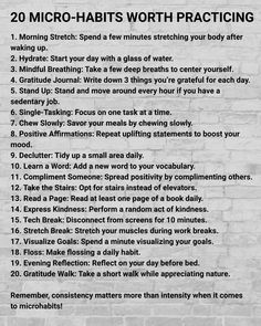 #Micro #LifeHacks #Hack #Hacks #daily #affirmations #stretching #hydration #breathing #exercise #gratitude #overload #chewing #affirmations #positivity #positive #declutter #organize #organization #learning #education #compliments #reading #books # kindness #visualization #visionboard #dreamwall #floss #reflection #goals #walks #walking #daily #habits #development #personaldevelopment #fitness #health #dental #eating #water #selflove #selfcare Inspiring Aesthetic, Walking Daily, Smelly Shoes, Shoe Hacks, Practicing Self Love