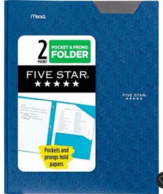 the five star pocket folder is blue