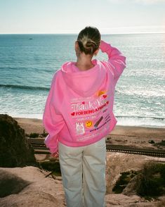 "Quality Time" Oversized Lux Hoodie in Pink – Dandy Worldwide Bright Hoodie Outfit, Sunset Outfit Aesthetic, Cute Hoodie Designs, Pink Sweatshirt Outfit, Pink Hoodie Outfit, Summer Hoodies, Pink Hoodies, Aesthetic Sweatshirt