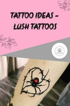 tattoo ideas - lush tattoos on the arm and leg, with black spider crawling through it