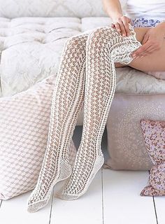 Ravelry: #31 Lace Stockings by Mari Muinonen / tikru Lace Stockings, Grey Socks, Diy Vetement, Stocking Pattern, Vogue Knitting, Crochet Socks, Stocking Tights, Thigh High Socks, Boot Cuffs