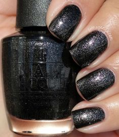 OPI Center Of The You-niverse // @kelliegonzoblog Opi Black Glitter Gel Polish, Black Nails With Glitter, Pedicure Ideas, Unghie Nail Art, Sparkle Nails, Black Nail