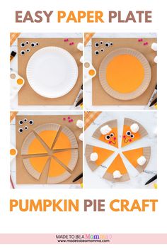 an easy paper plate pumpkin pie craft for kids