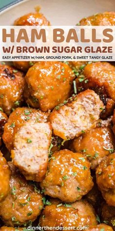 meatballs with brown sugar sauce in a white bowl