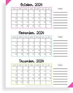 the printable calendar for november and december is shown in two different colors, with each month