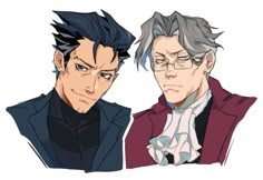 two anime characters one with glasses and the other with grey hair