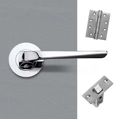 the door handle and latch are shown in two different colors