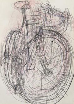 a drawing of a bicycle on a white paper