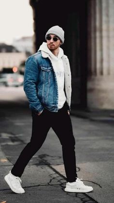 Jean Jacket Outfits Men, Winter Outfits Men Streetwear, Mens Winter Fashion Outfits, Outfits Men Streetwear, Street Jeans